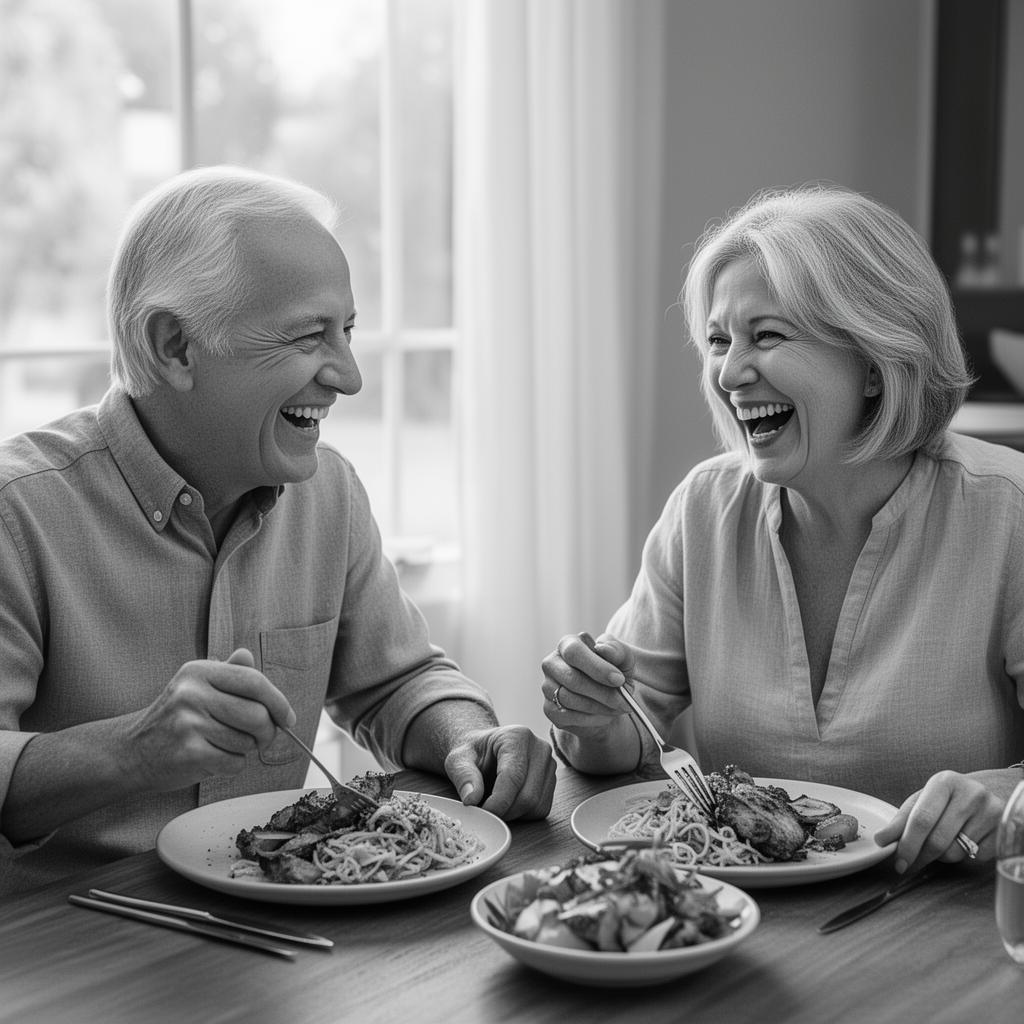 Couple enjoying a meal together with confidence