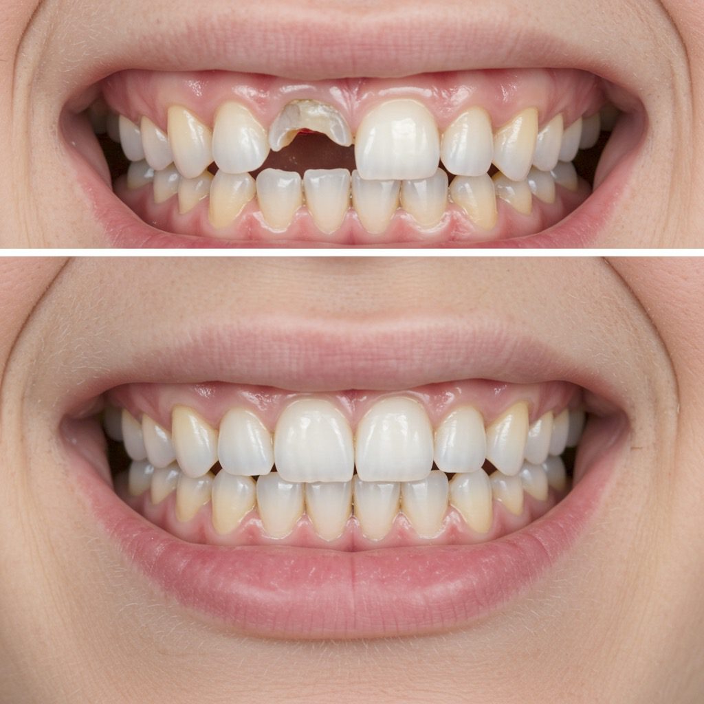 Before and after single-tooth implant